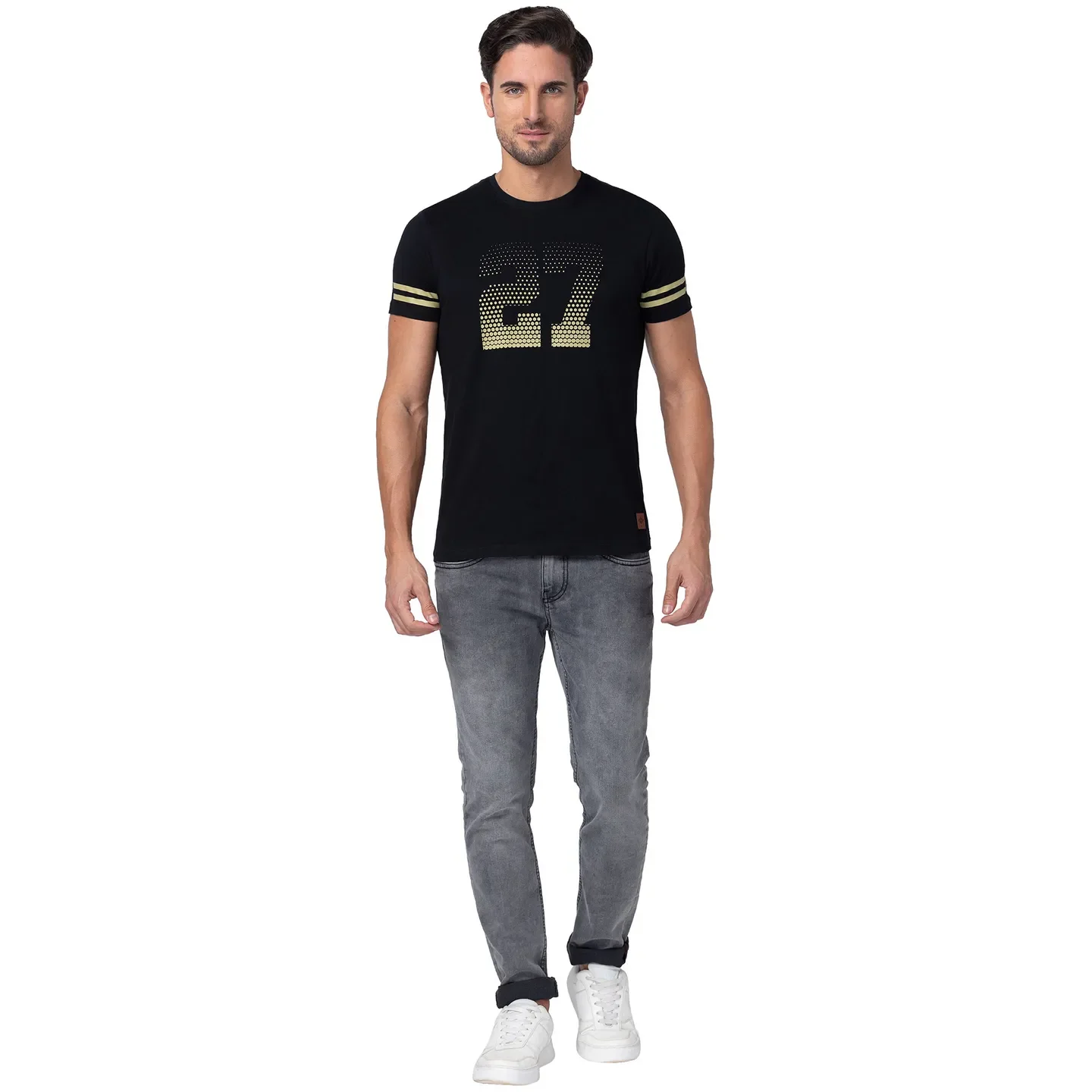 Black Regular Fit Men's Short Sleeves T-Shirt by Being Human Clothing - Image 2