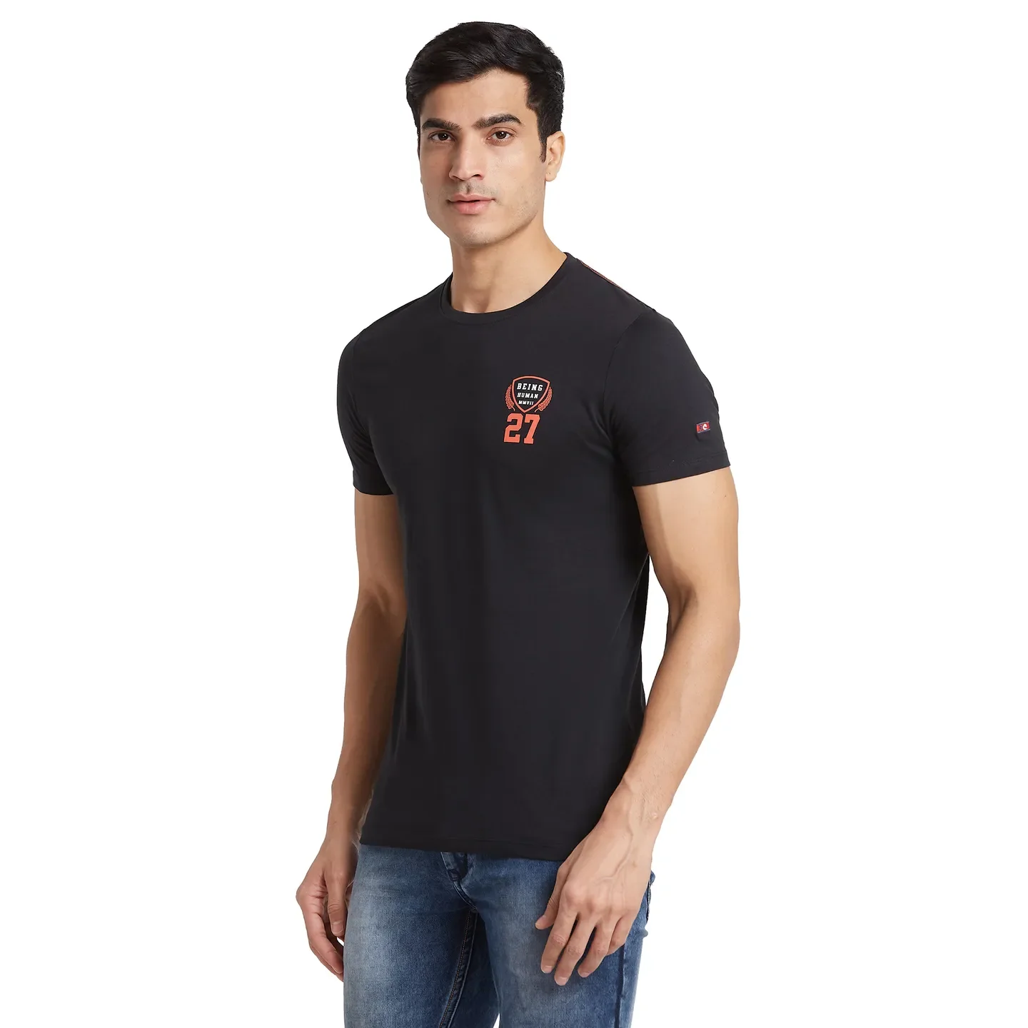 Black Regular Fit Men's Short Sleeves T-Shirt by Being Human Clothing - Image 2
