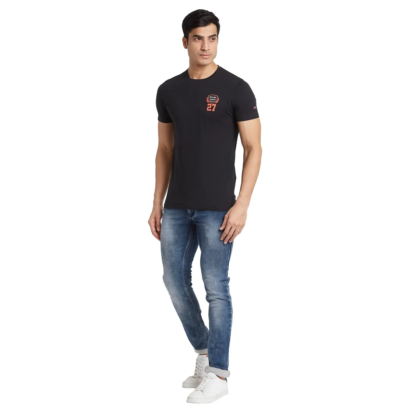 Black Regular Fit Men's Short Sleeves T-Shirt by Being Human Clothing - Image 5