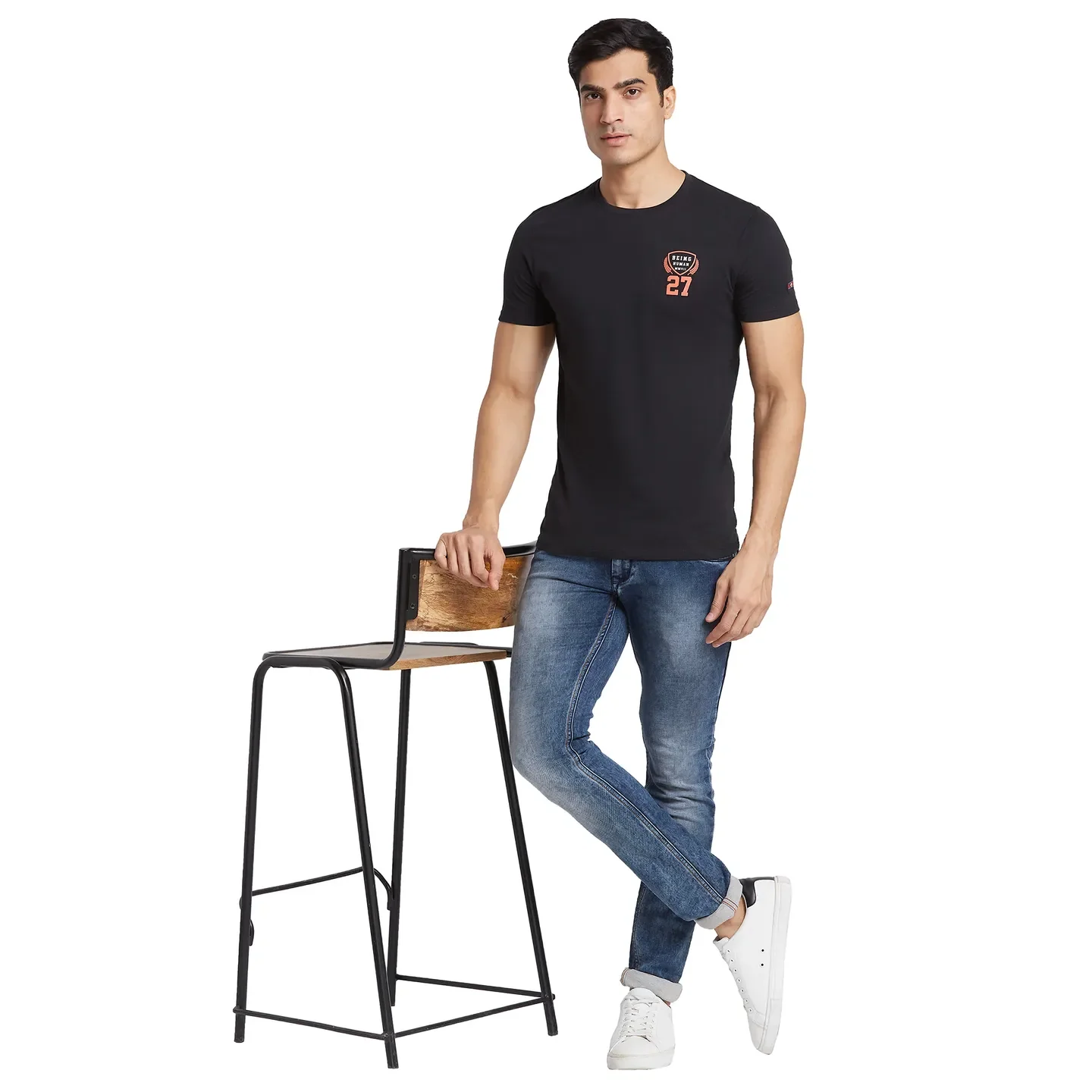 Black Regular Fit Men's Short Sleeves T-Shirt by Being Human Clothing - Image 6