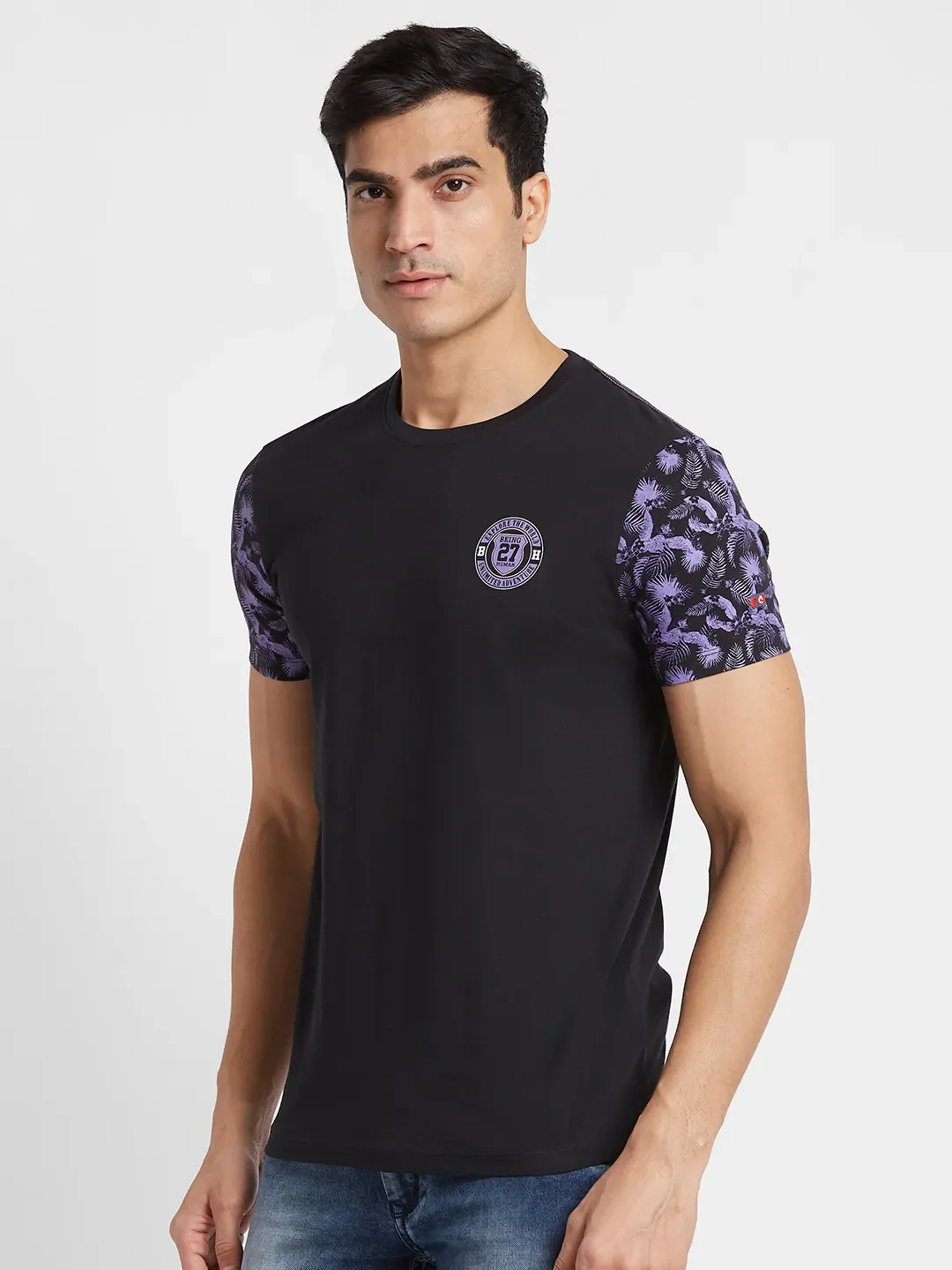 Black Regular Fit Men's Short Sleeves T-Shirt by Being Human Clothing - Image 2