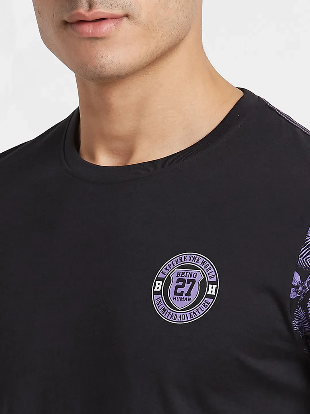 Black Regular Fit Men's Short Sleeves T-Shirt by Being Human Clothing - Image 4