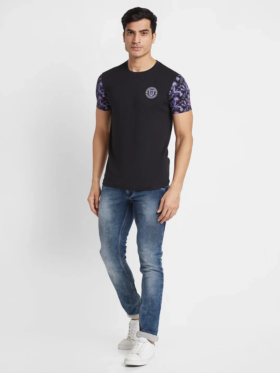 Black Regular Fit Men's Short Sleeves T-Shirt by Being Human Clothing - Image 5