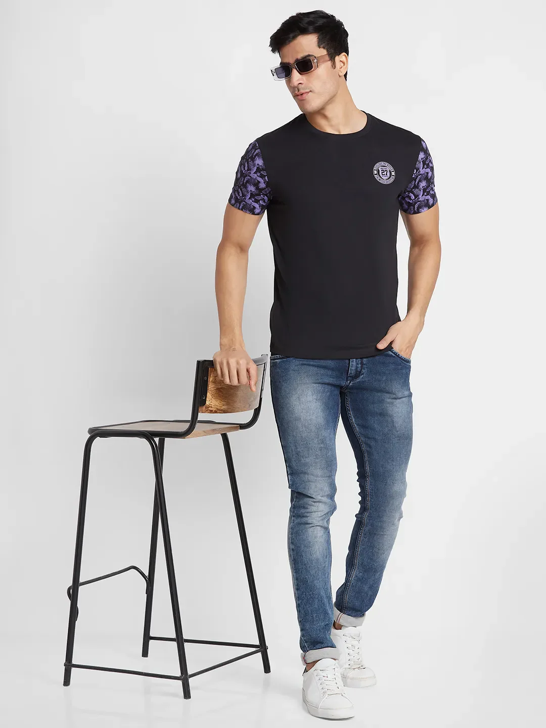 Black Regular Fit Men's Short Sleeves T-Shirt by Being Human Clothing - Image 6