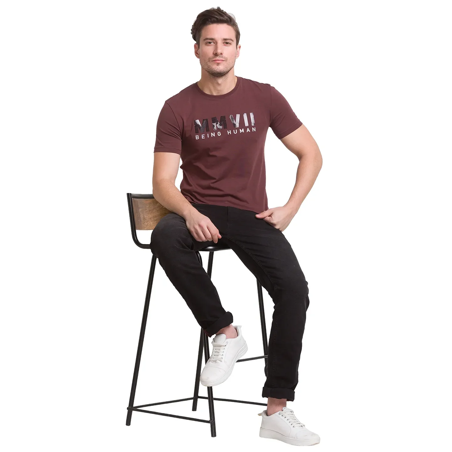 Black Coffee Regular Fit Round Neck Men's T-Shirt by Being Human Clothing - Image 3