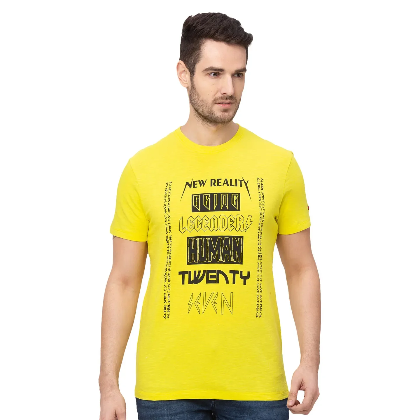 Yellow Regular Fit Men's Short Sleeves T-Shirt by Being Human Clothing