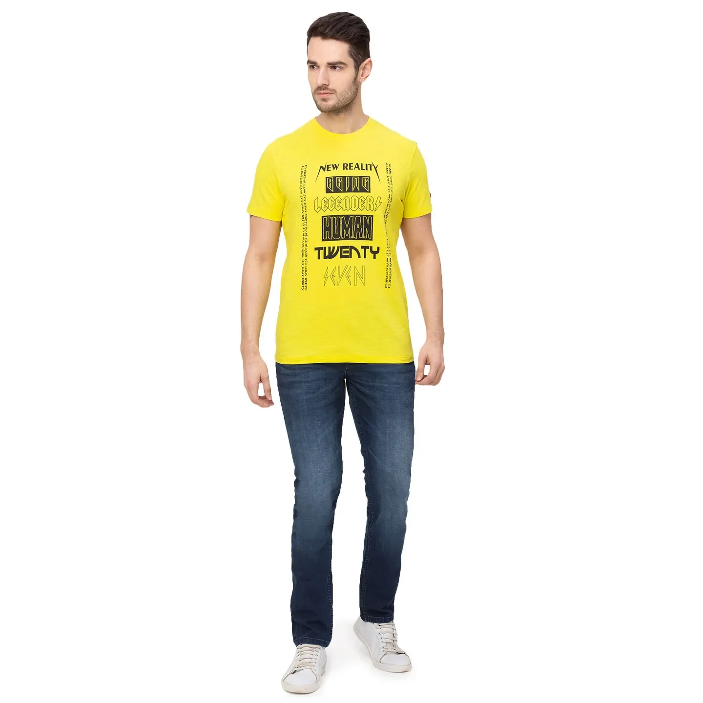 Yellow Regular Fit Men's Short Sleeves T-Shirt by Being Human Clothing - Image 4