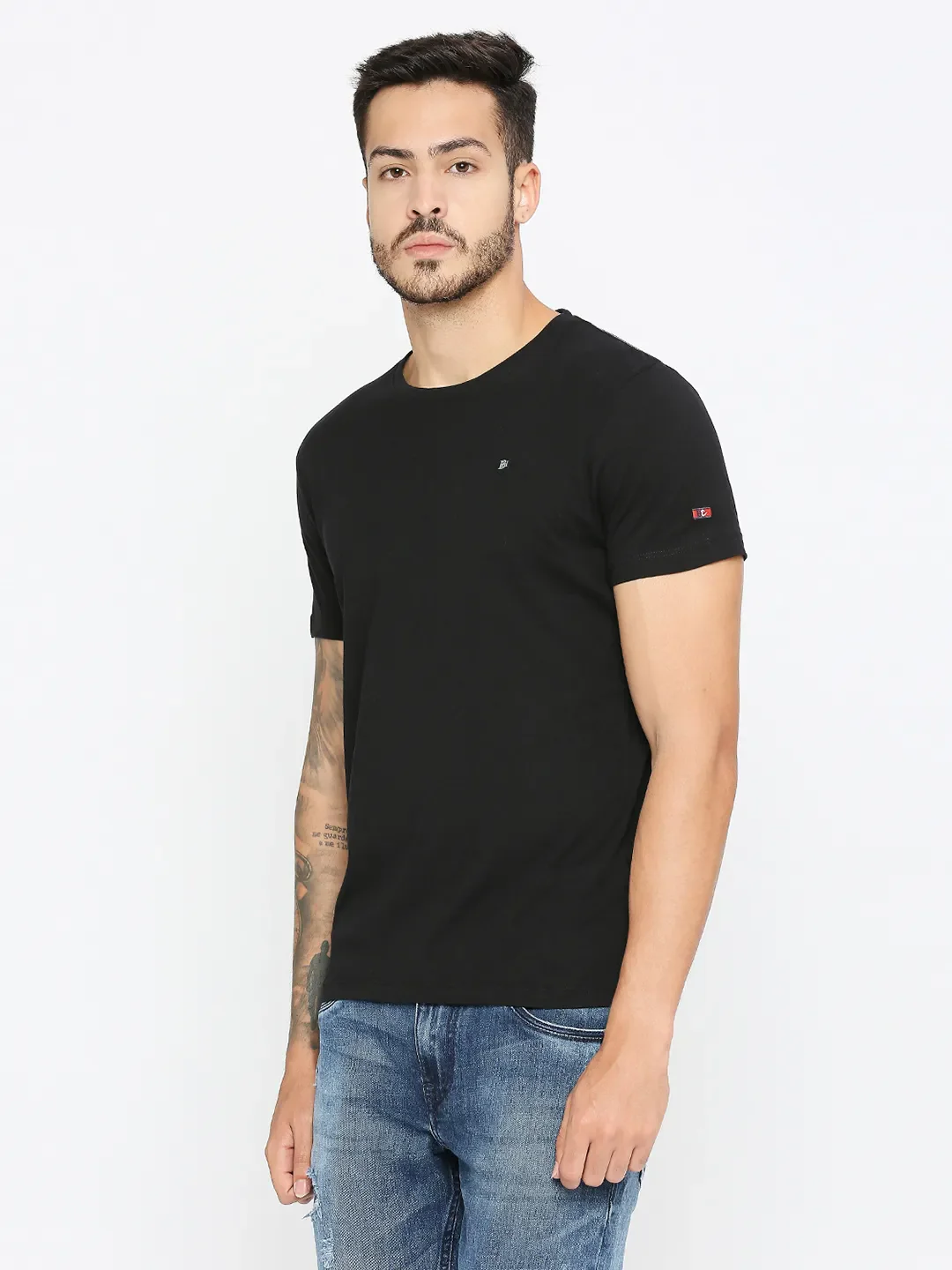 Black Regular Fit Round Neck Men's T-Shirt by Being Human Clothing - Image 10