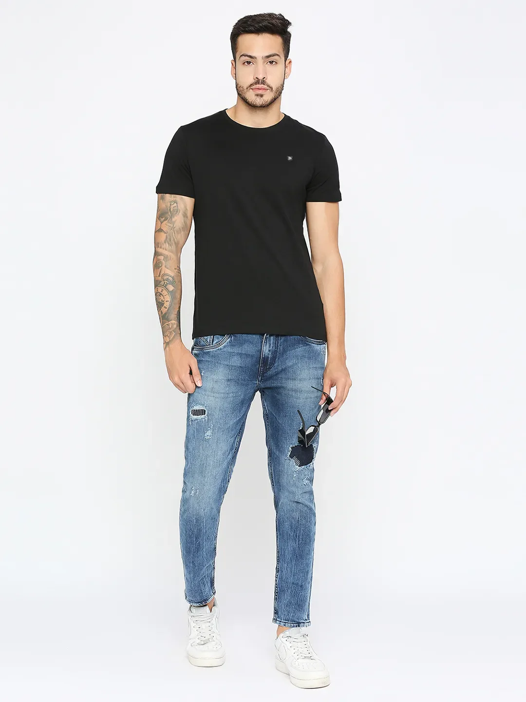 Black Regular Fit Round Neck Men's T-Shirt by Being Human Clothing - Image 12