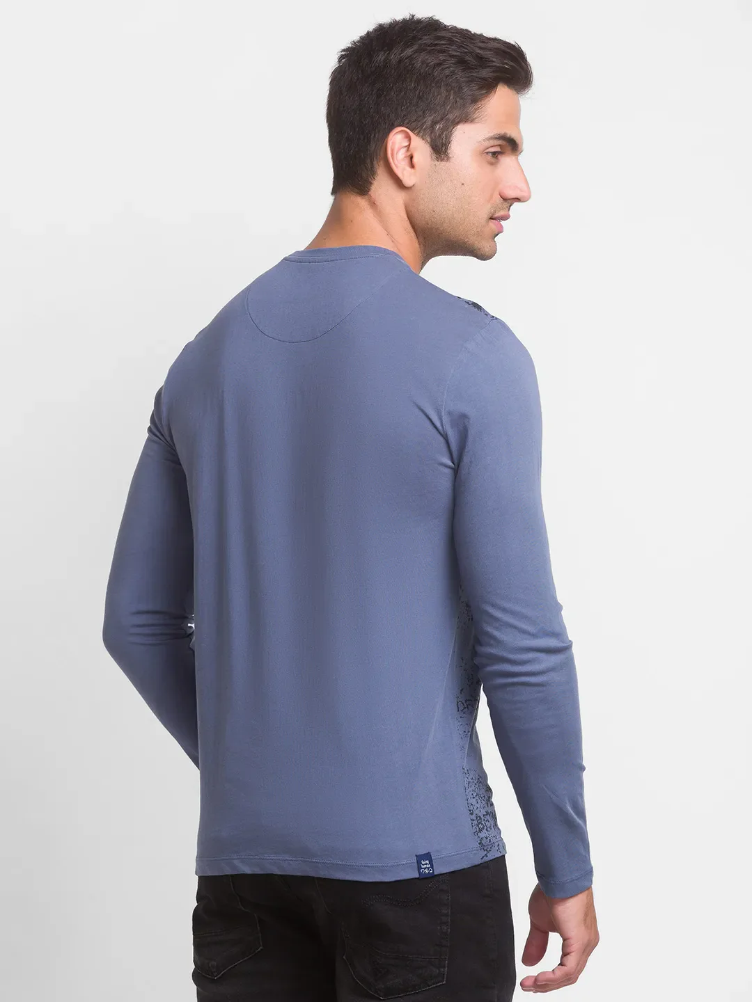 Blue Regular Fit Men's Long Sleeves T-Shirt by Being Human Clothing - Image 3