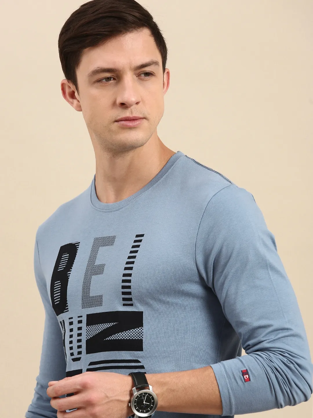 Blue Regular Fit Men's Long Sleeves T-Shirt by Being Human Clothing - Image 2