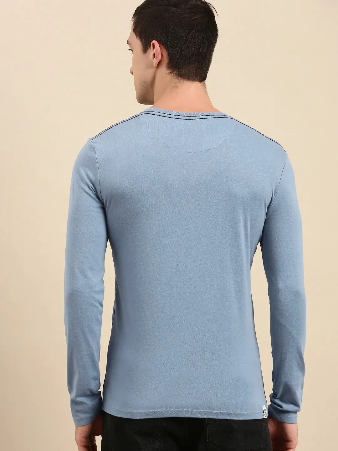Blue Regular Fit Men's Long Sleeves T-Shirt by Being Human Clothing - Image 3