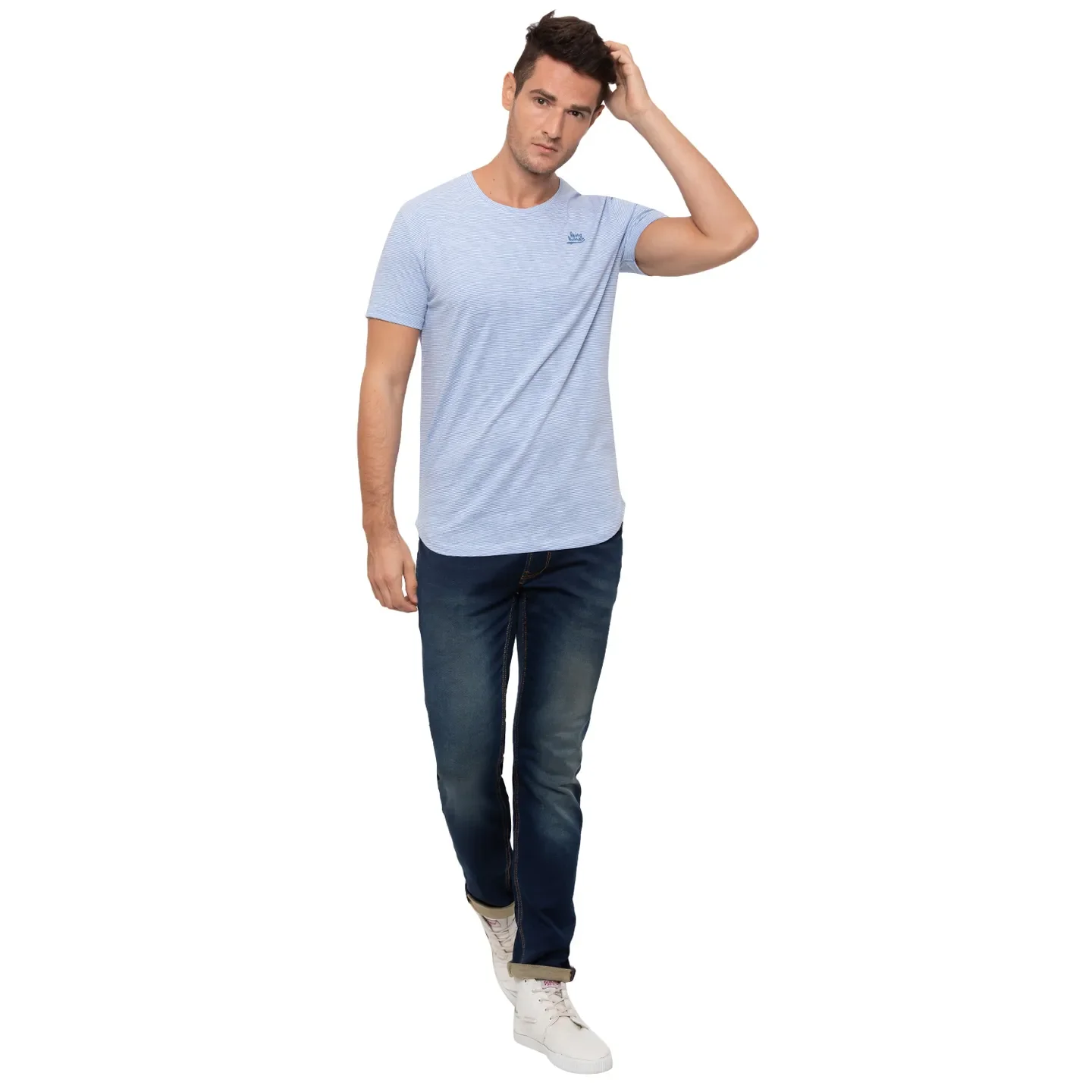 Blue Regular Fit Men's Short Sleeves T-Shirt by Being Human Clothing - Image 2
