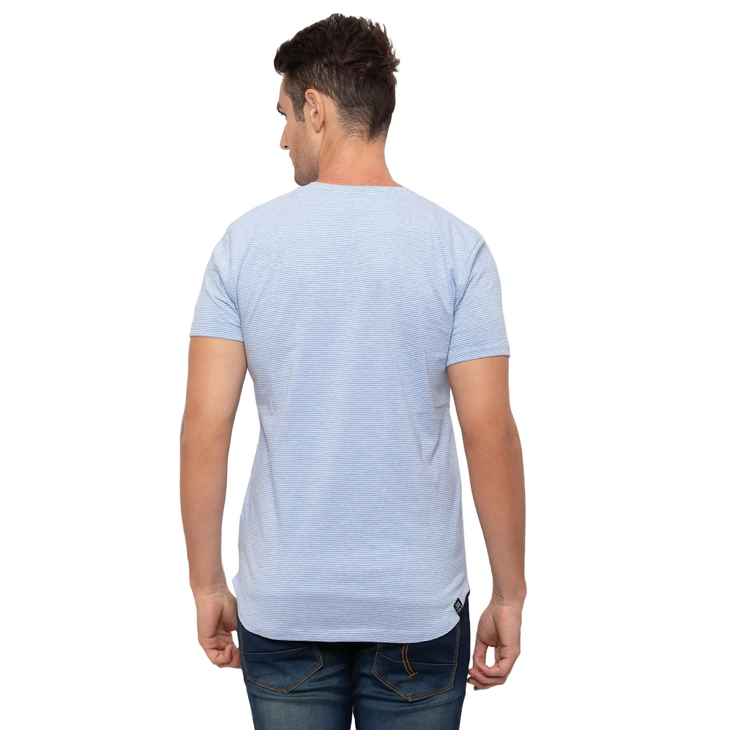 Blue Regular Fit Men's Short Sleeves T-Shirt by Being Human Clothing - Image 3