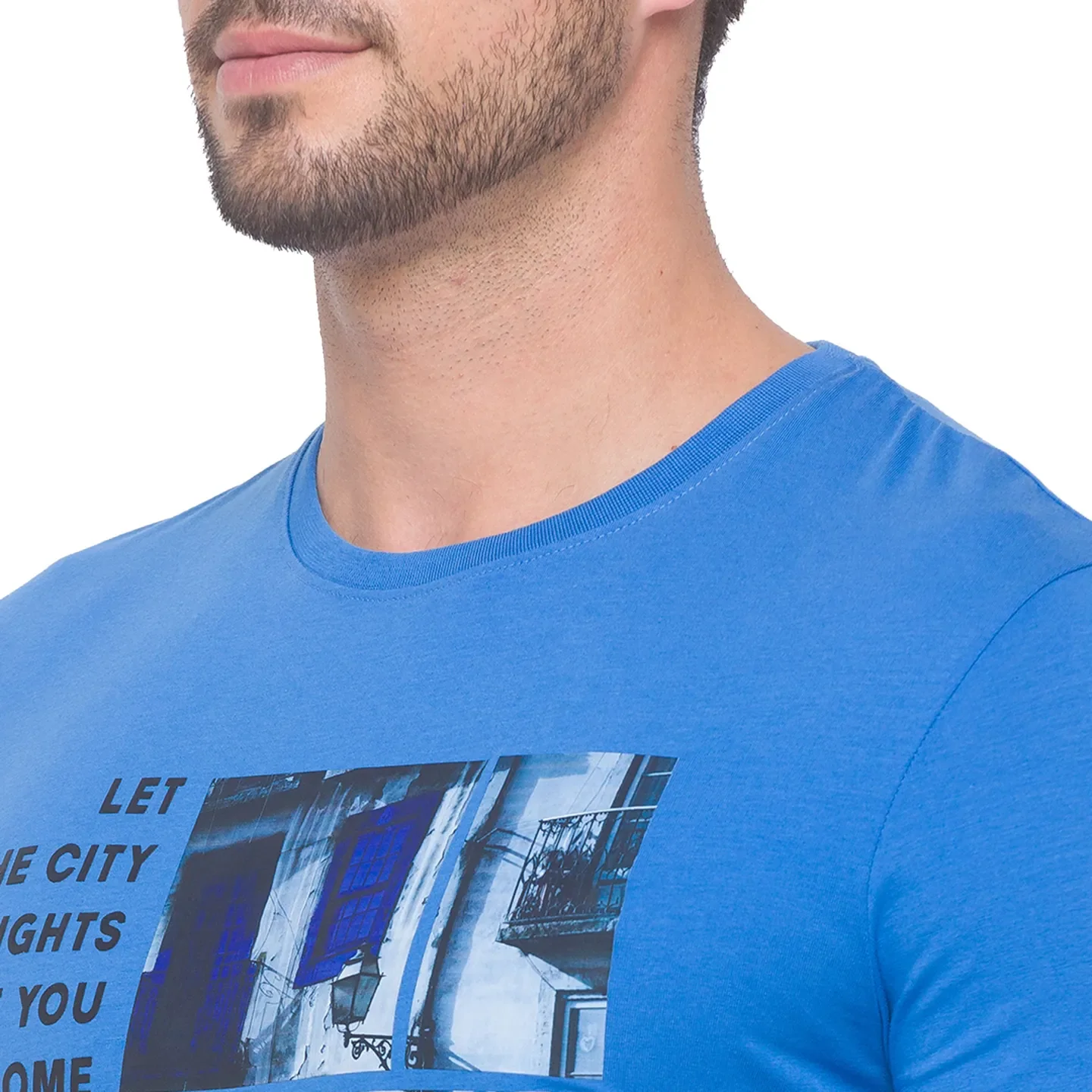 Blue Regular Fit Round Neck Men's T-Shirt by Being Human Clothing - Image 4