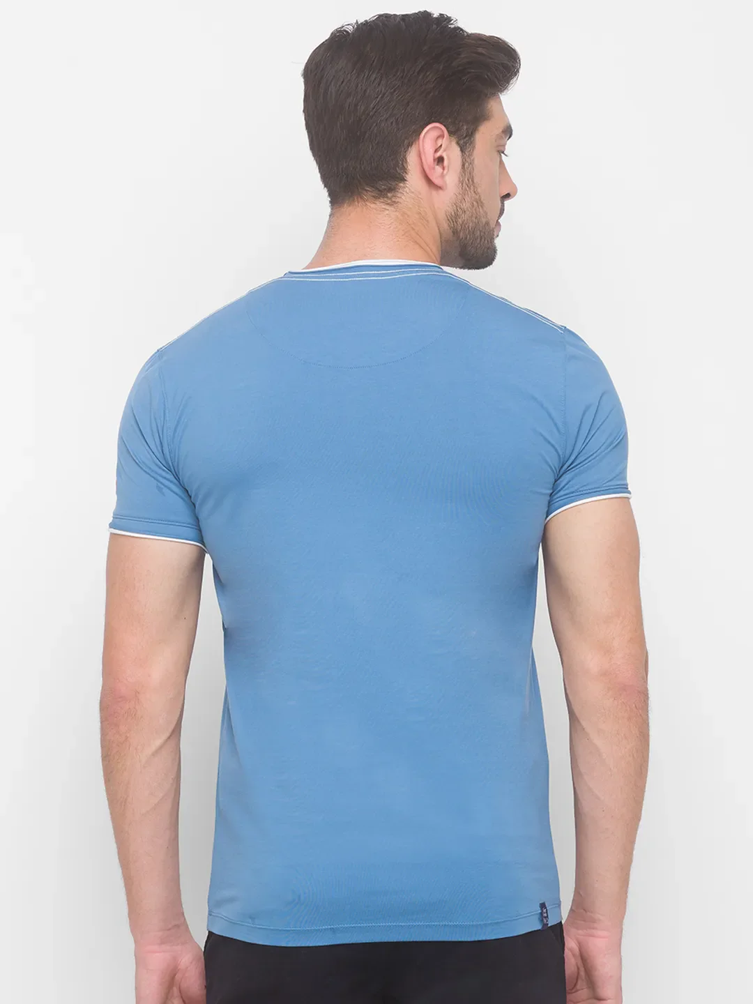 Blue Regular Fit Round Neck Men's T-Shirt by Being Human Clothing - Image 4