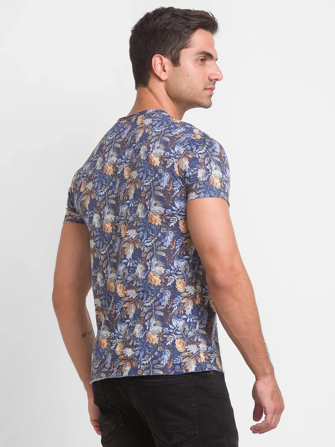 Blue Regular Fit Men's Short Sleeves T-Shirt by Being Human Clothing - Image 3