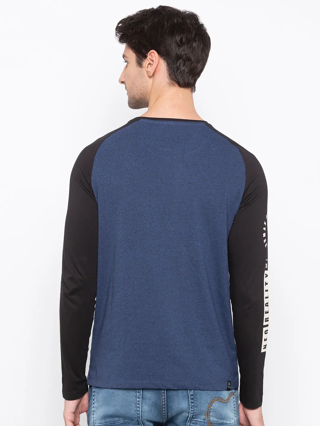 Blue Regular Fit Men's Long Sleeves T-Shirt by Being Human Clothing - Image 3