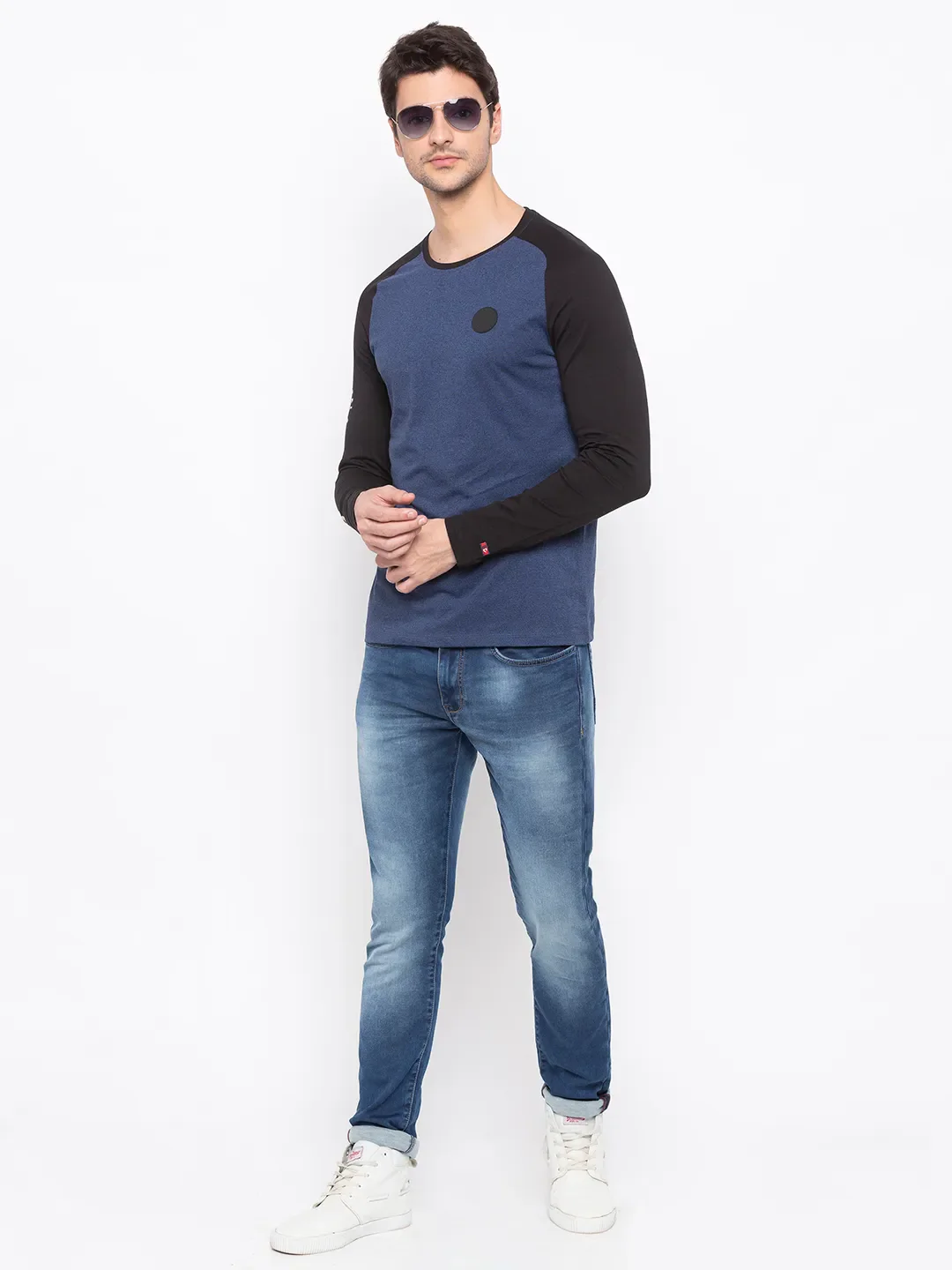 Blue Regular Fit Men's Long Sleeves T-Shirt by Being Human Clothing - Image 5
