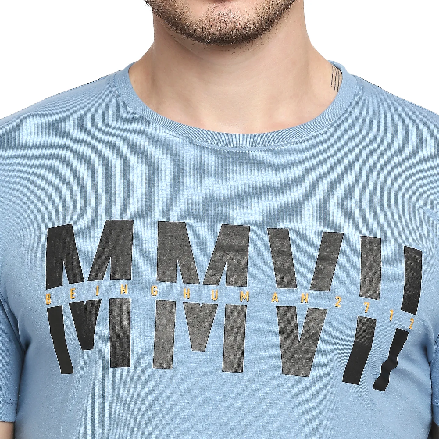 Blue Regular Fit Men's Short Sleeves T-Shirt by Being Human Clothing - Image 2