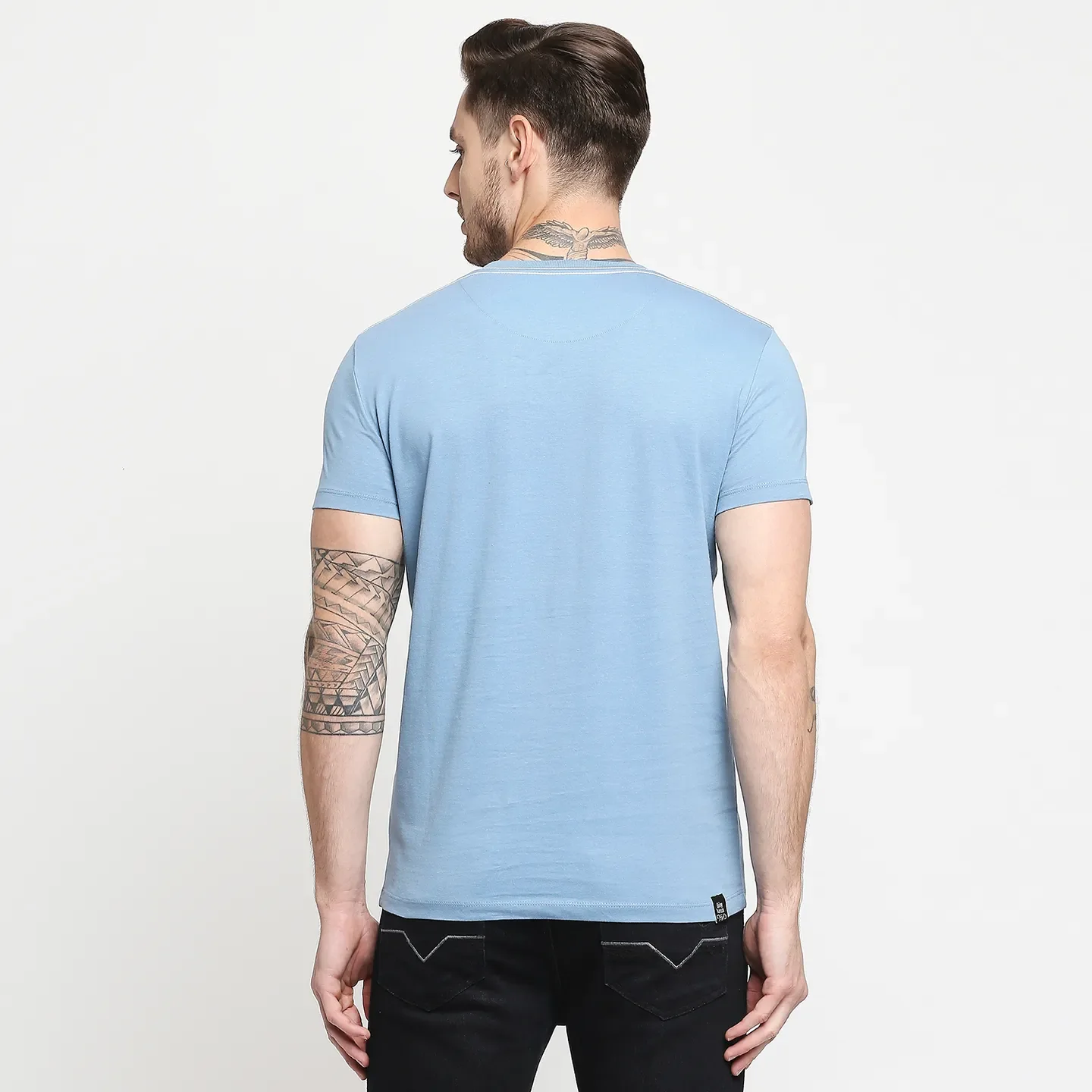 Blue Regular Fit Men's Short Sleeves T-Shirt by Being Human Clothing - Image 6