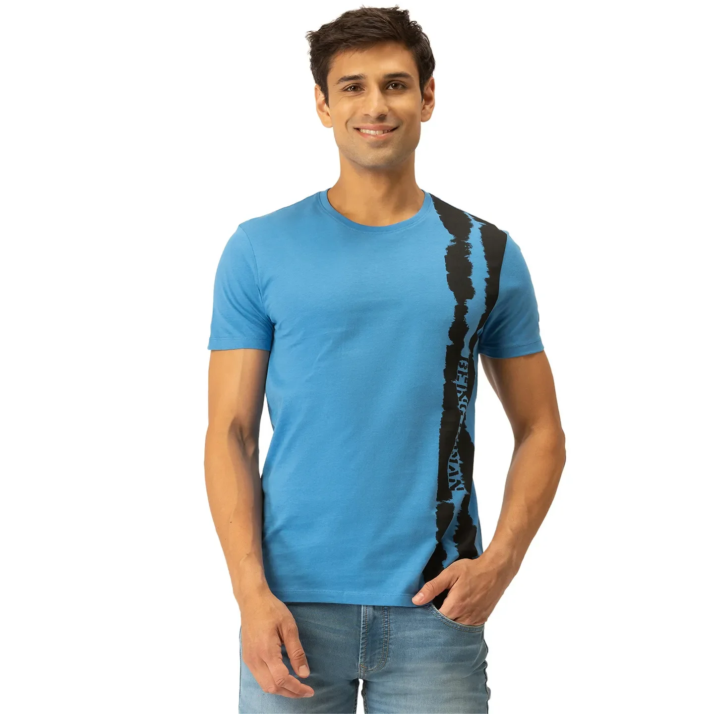 Blue Regular Fit Men's Short Sleeves T-Shirt by Being Human Clothing