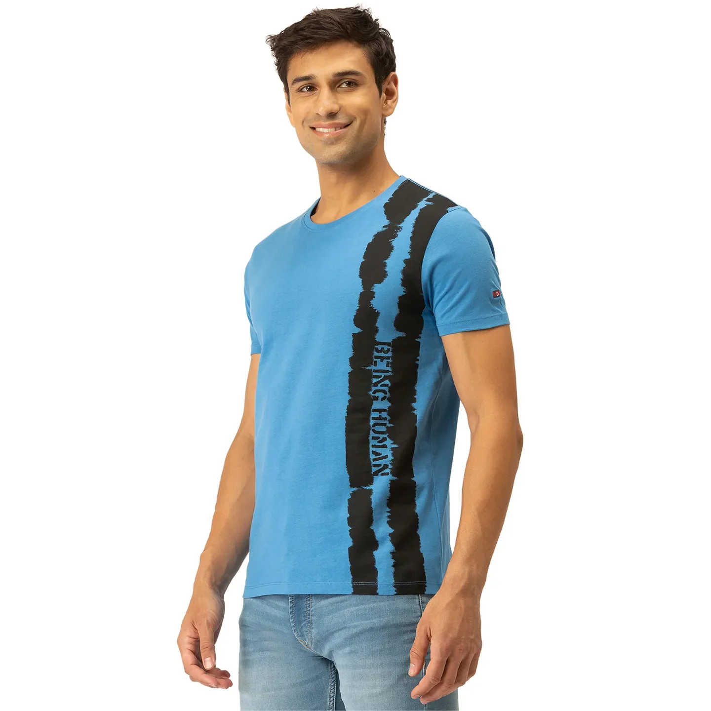 Blue Regular Fit Men's Short Sleeves T-Shirt by Being Human Clothing - Image 2