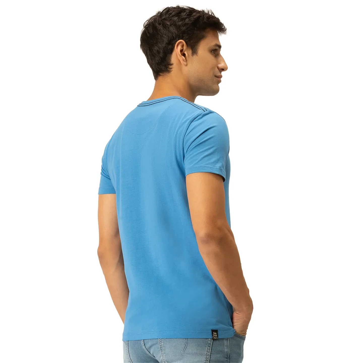 Blue Regular Fit Men's Short Sleeves T-Shirt by Being Human Clothing - Image 3