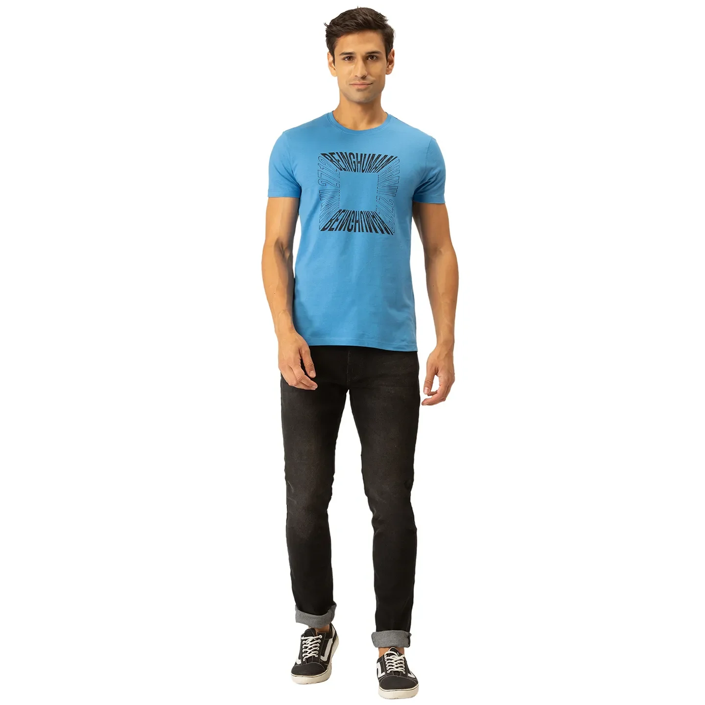 Blue Regular Fit Men's Short Sleeves T-Shirt by Being Human Clothing - Image 5