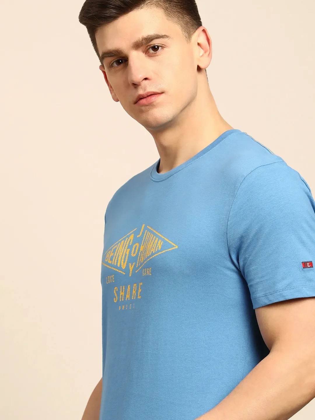 Blue Regular Fit Men's Short Sleeves T-Shirt by Being Human Clothing - Image 2