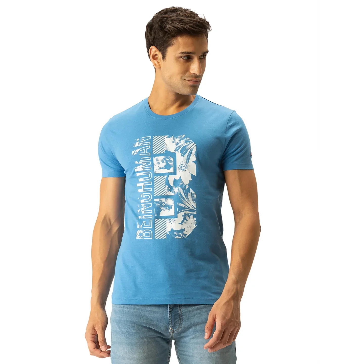 Blue Regular Fit Men's Short Sleeves T-Shirt by Being Human Clothing