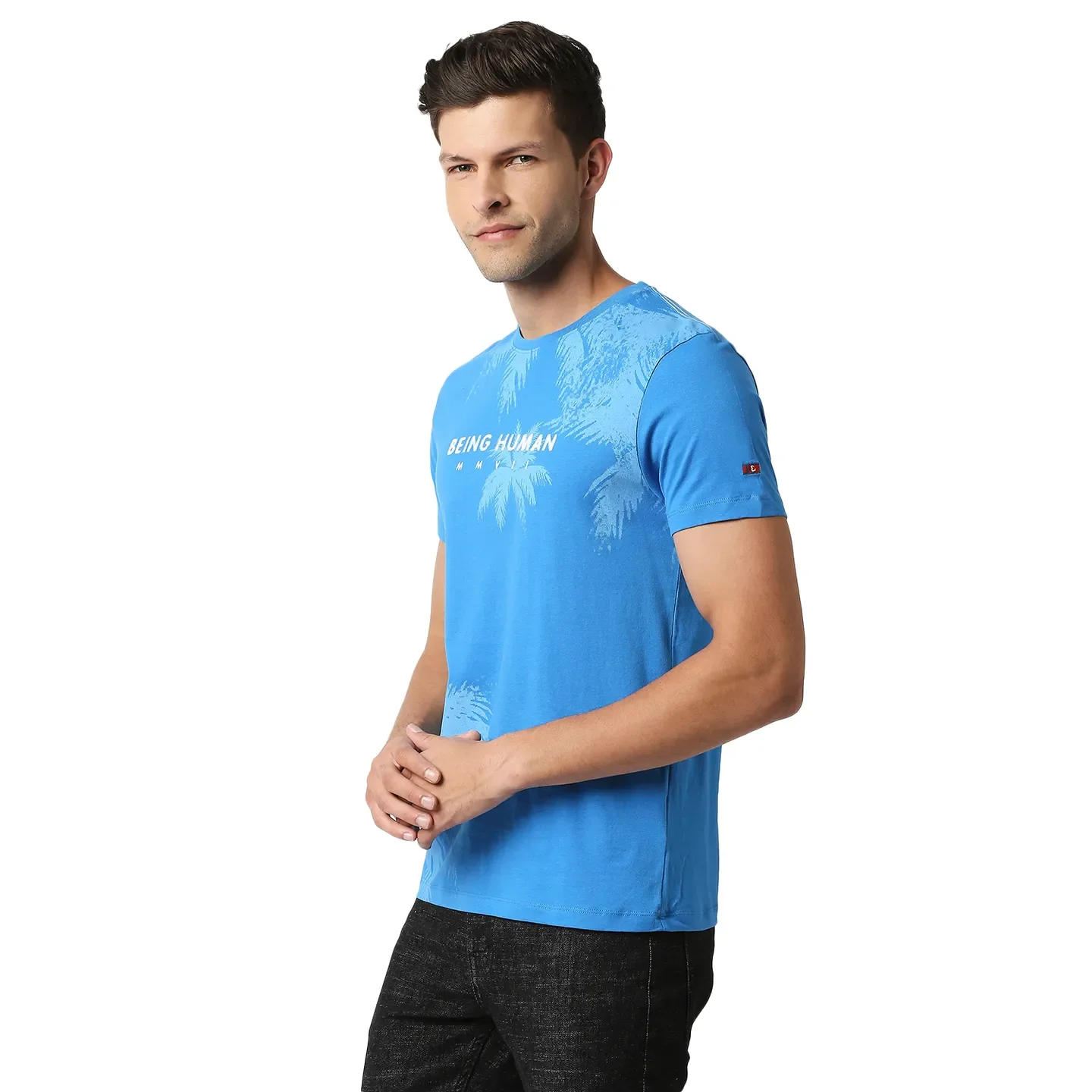 Blue Regular Fit Men's Short Sleeves T-Shirt by Being Human Clothing - Image 2