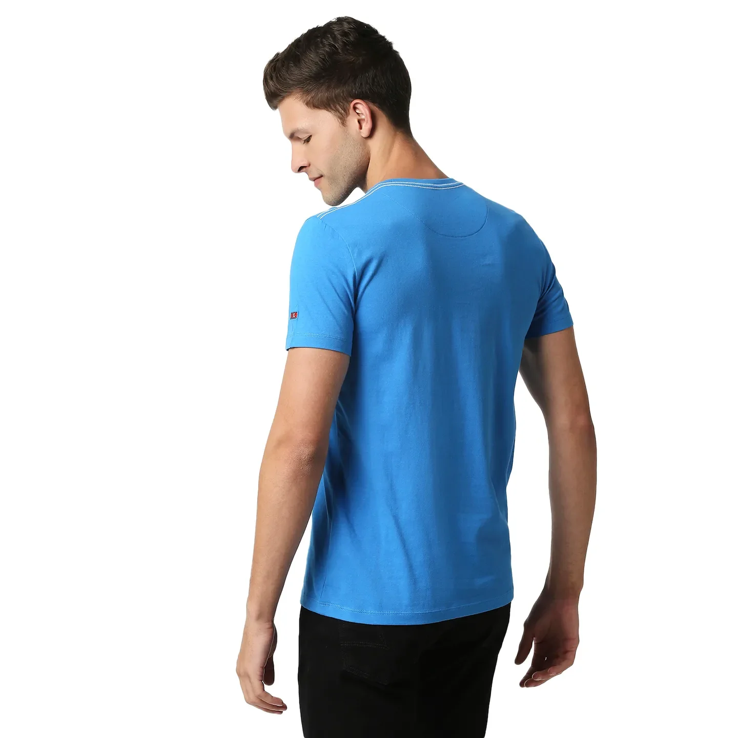 Blue Regular Fit Men's Short Sleeves T-Shirt by Being Human Clothing - Image 4