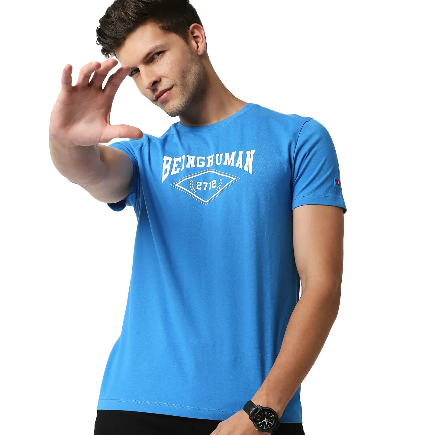 Blue Regular Fit Men's Short Sleeves T-Shirt by Being Human Clothing - Image 7