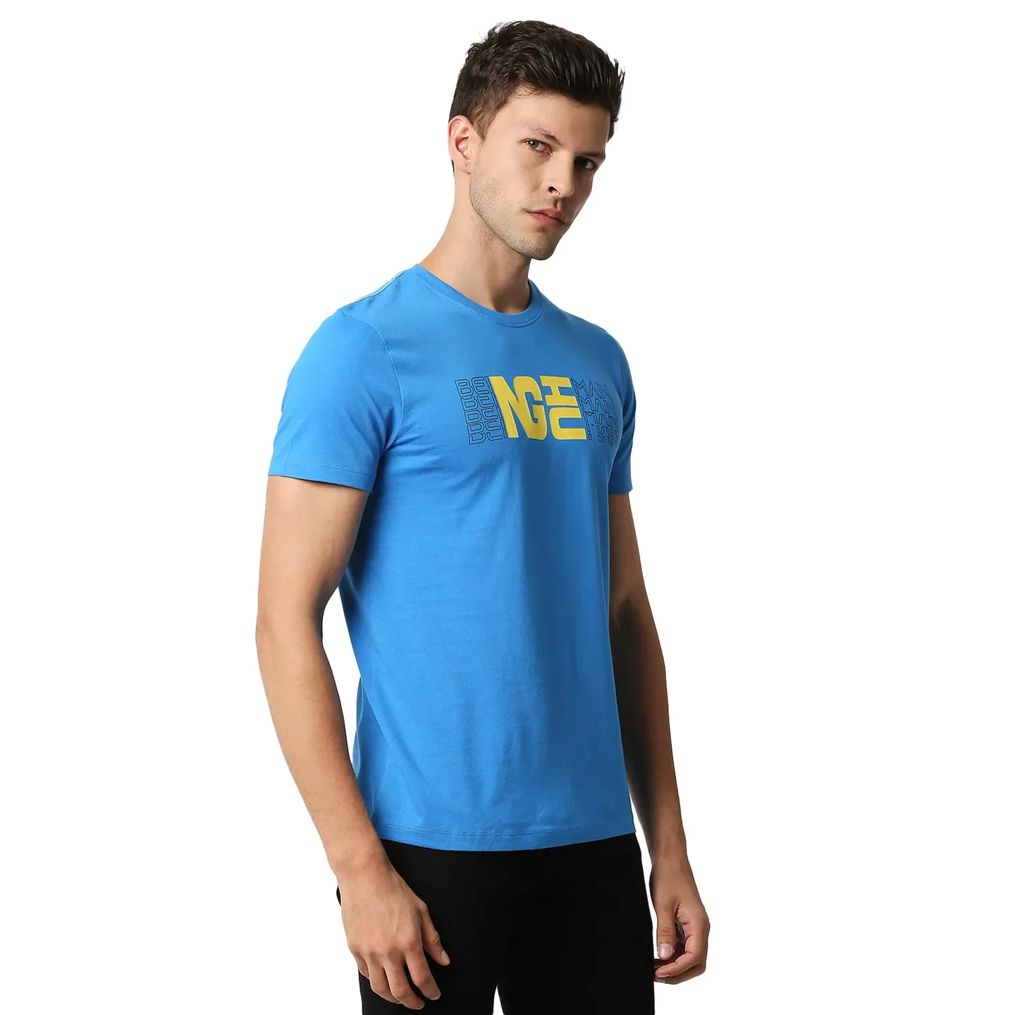 Blue Regular Fit Men's Short Sleeves T-Shirt by Being Human Clothing - Image 2
