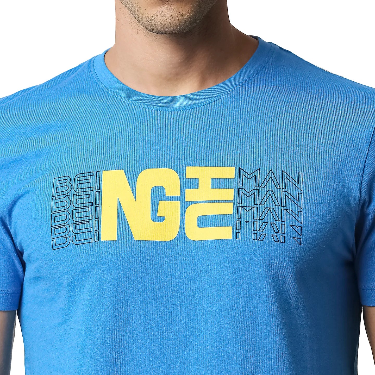 Blue Regular Fit Men's Short Sleeves T-Shirt by Being Human Clothing - Image 4