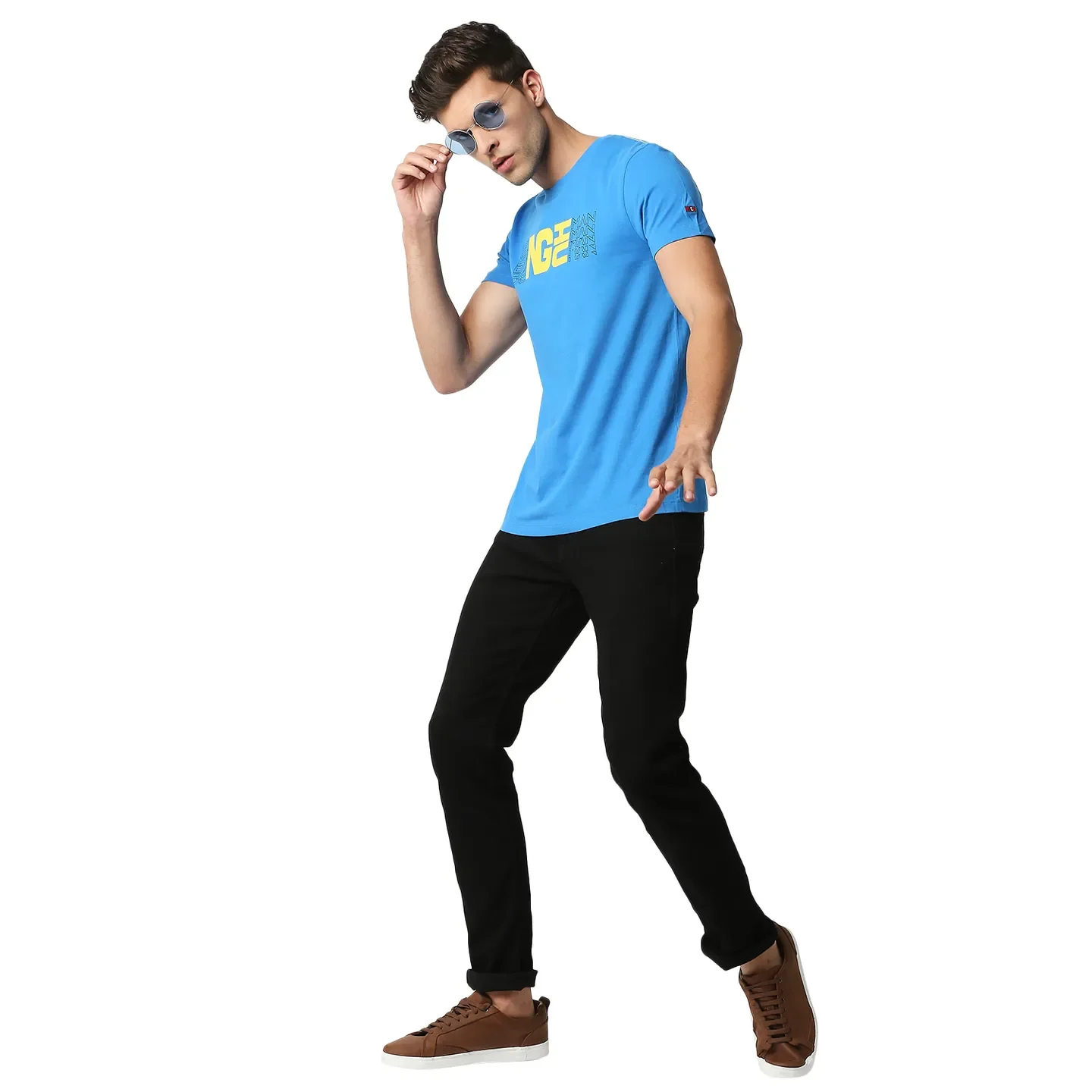 Blue Regular Fit Men's Short Sleeves T-Shirt by Being Human Clothing - Image 5
