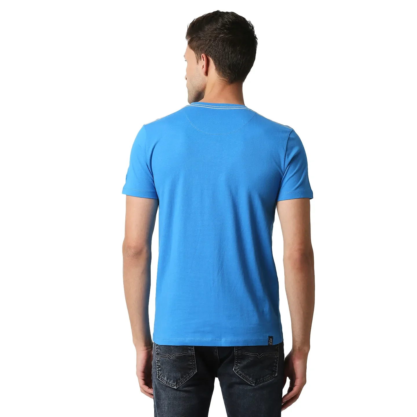 Blue Regular Fit Men's Short Sleeves T-Shirt by Being Human Clothing - Image 4