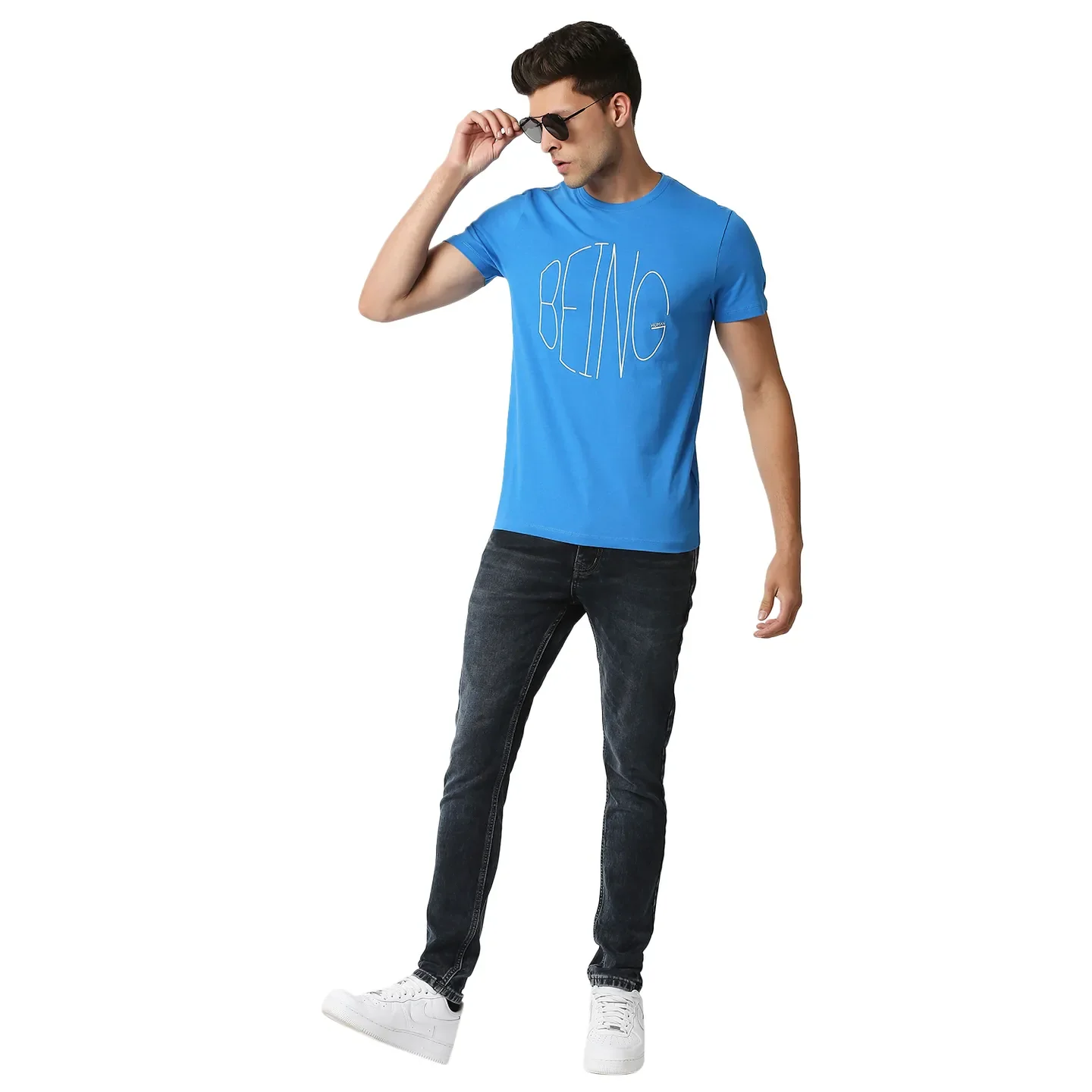 Blue Regular Fit Men's Short Sleeves T-Shirt by Being Human Clothing - Image 6