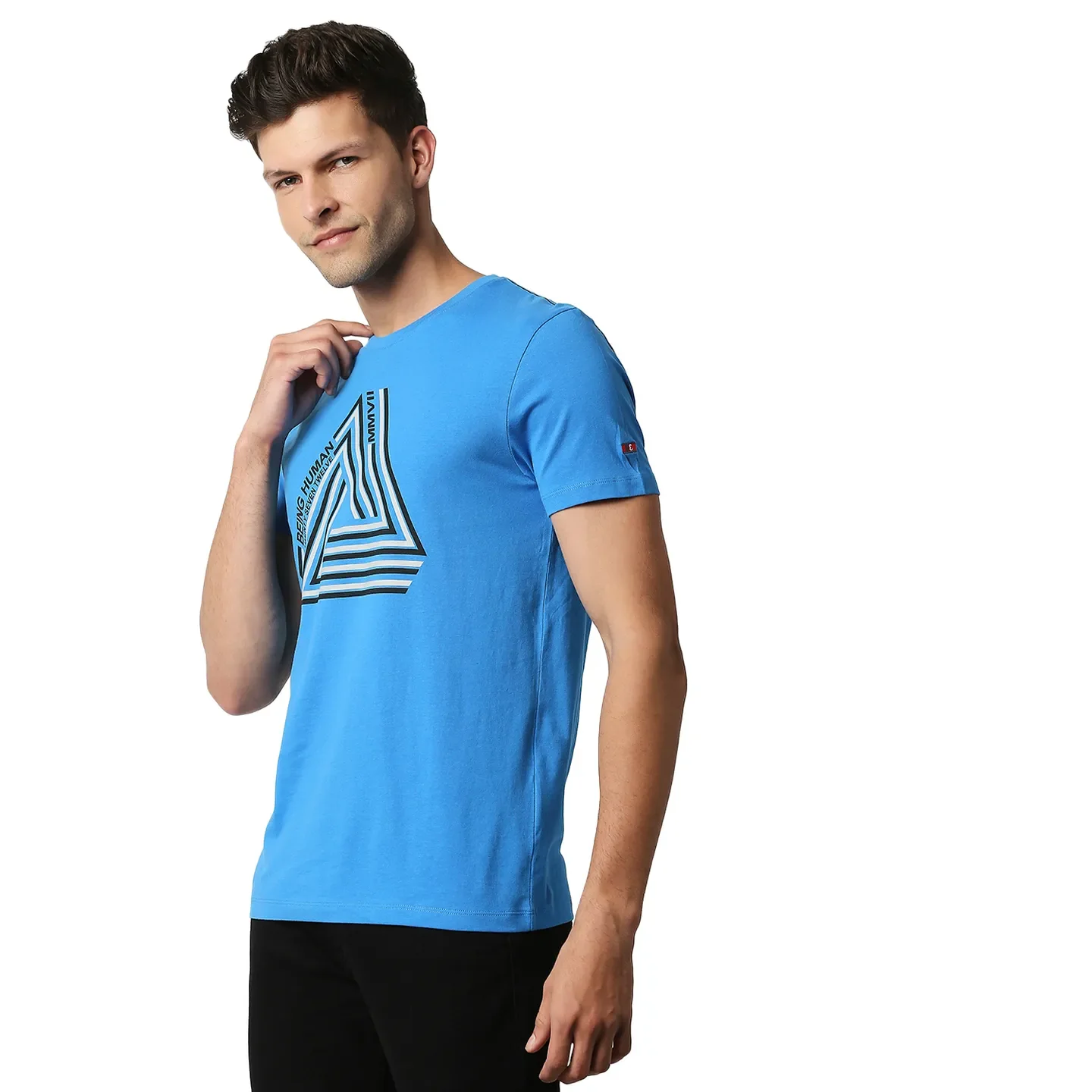 Blue Regular Fit Men's Short Sleeves T-Shirt by Being Human Clothing - Image 2