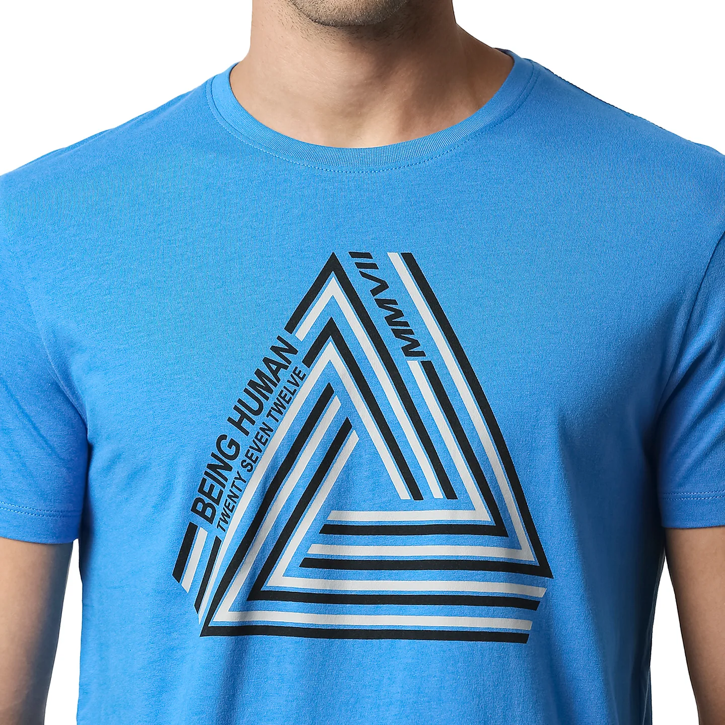 Blue Regular Fit Men's Short Sleeves T-Shirt by Being Human Clothing - Image 5