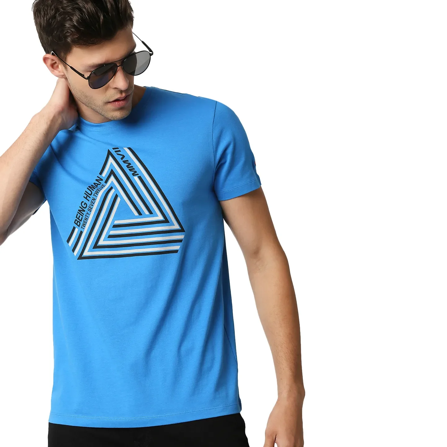 Blue Regular Fit Men's Short Sleeves T-Shirt by Being Human Clothing - Image 7