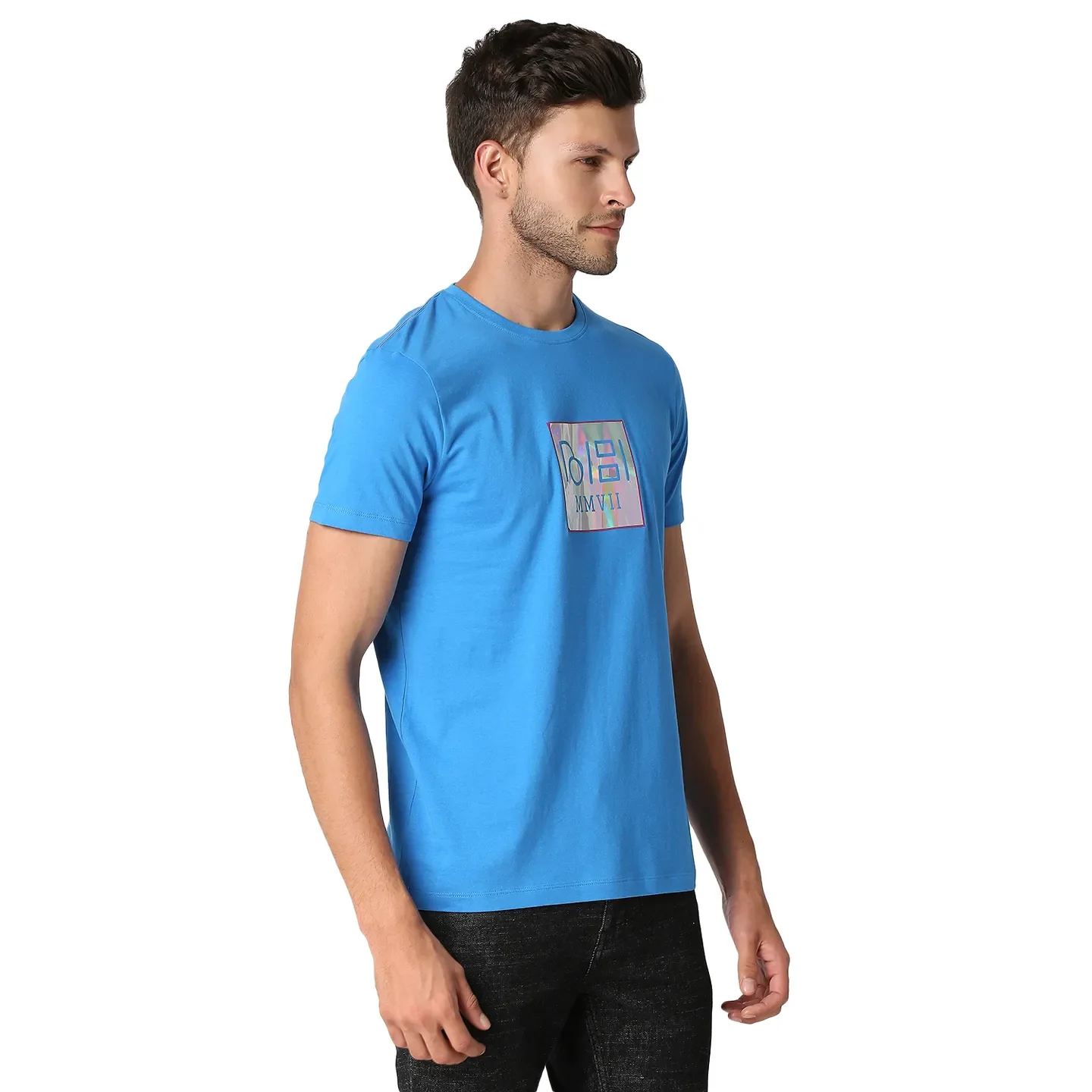 Blue Regular Fit Round Neck Men's T-Shirt by Being Human Clothing - Image 3