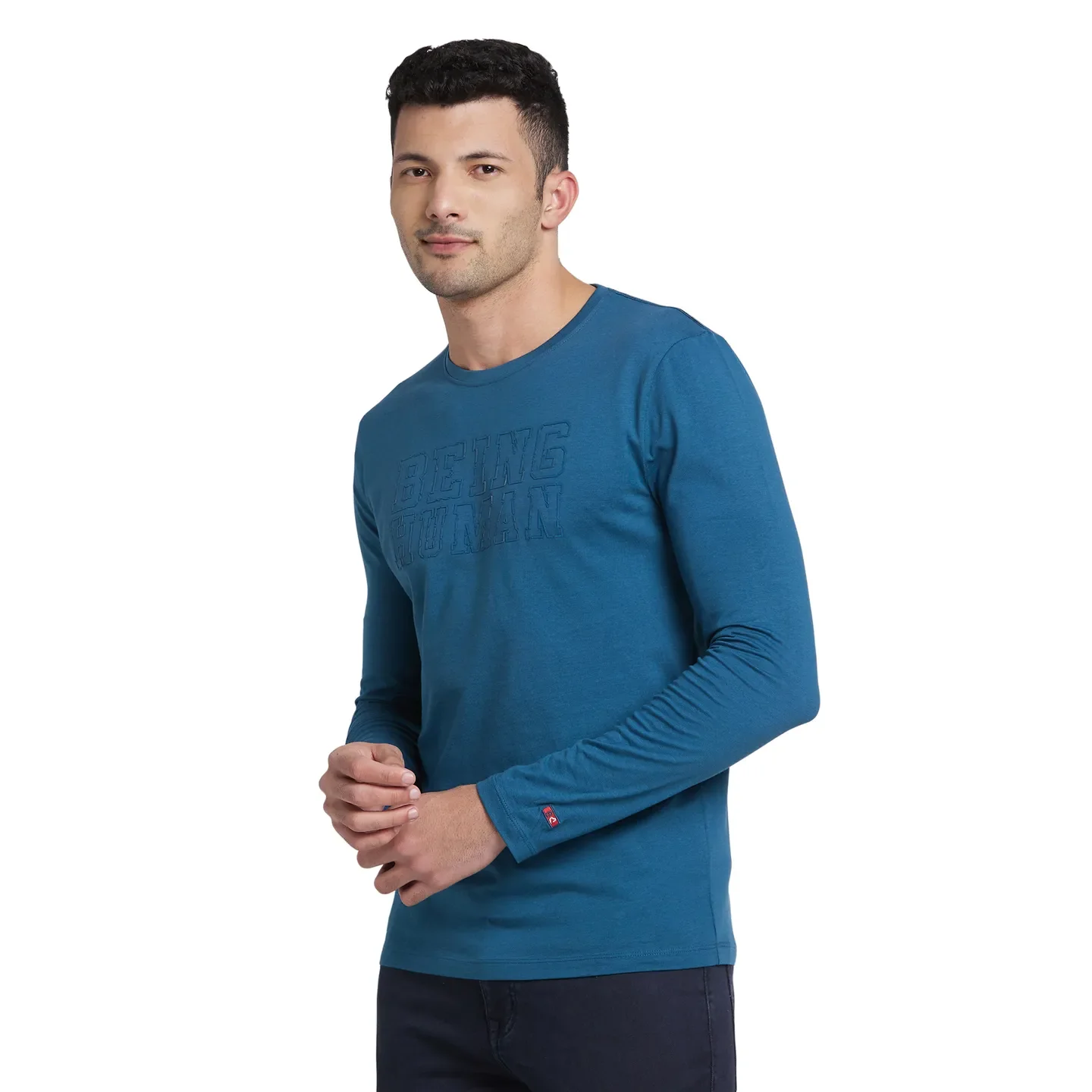 Blue Regular Fit Men's Long Sleeves T-Shirt by Being Human Clothing - Image 2