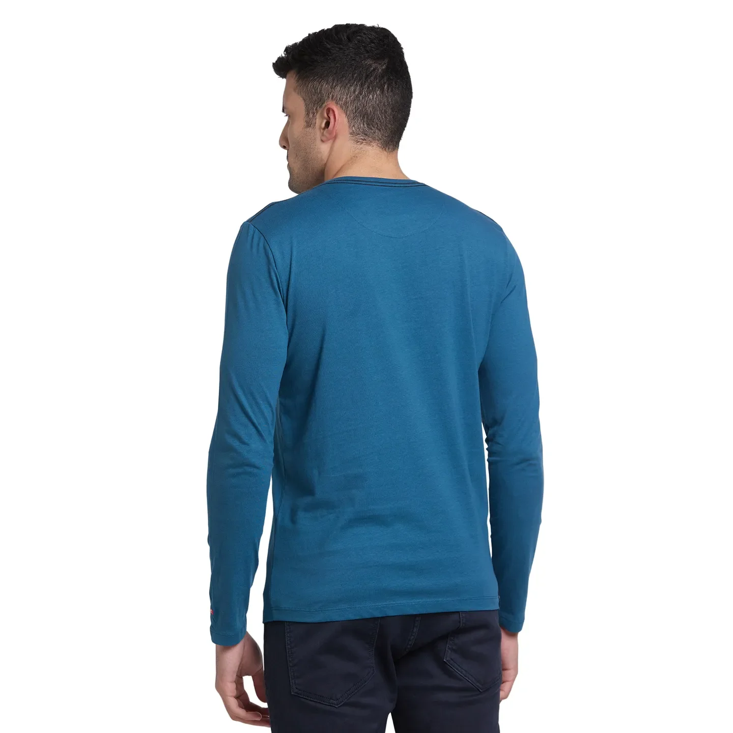 Blue Regular Fit Men's Long Sleeves T-Shirt by Being Human Clothing - Image 3