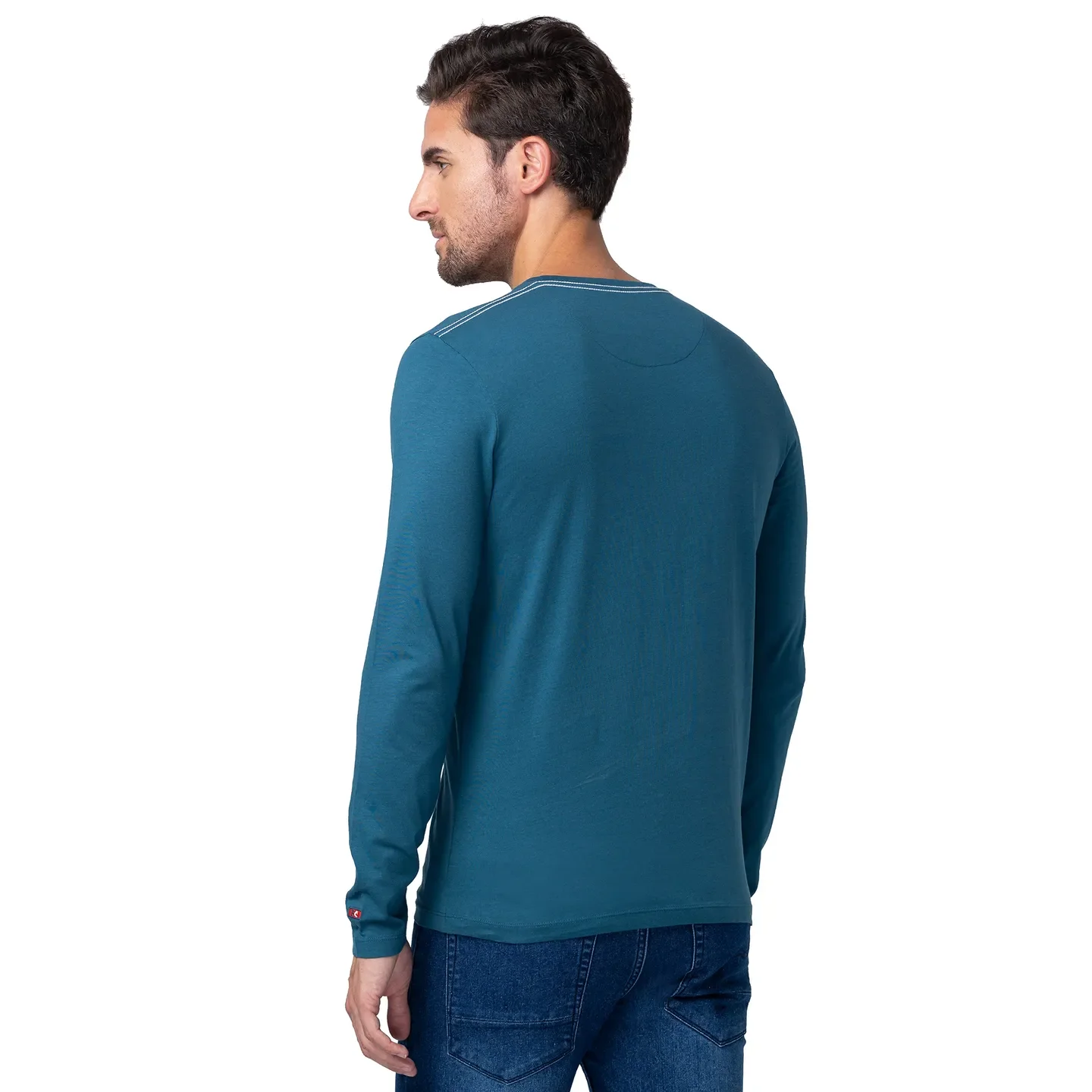 Blue Regular Fit Men's Long Sleeves T-Shirt by Being Human Clothing - Image 3