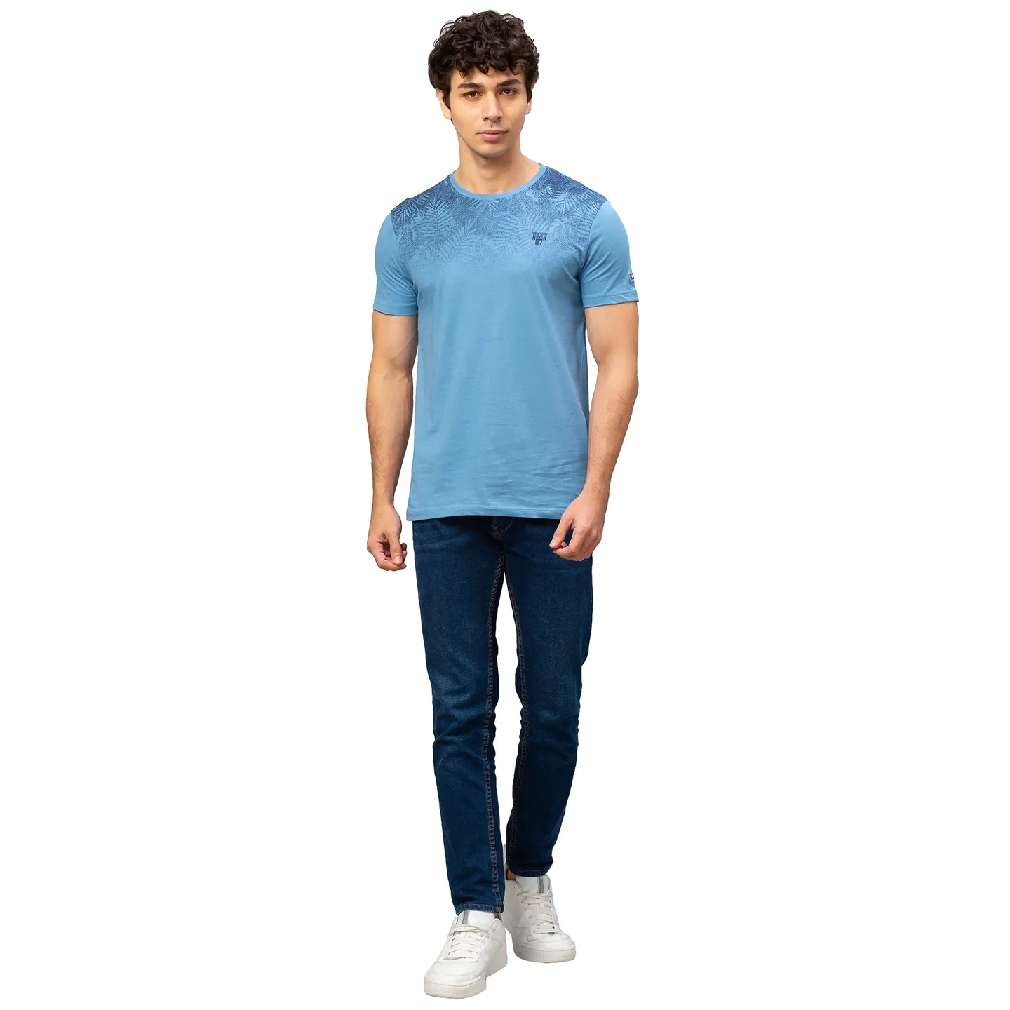 Blue Regular Fit Men's Short Sleeves T-Shirt by Being Human Clothing - Image 2