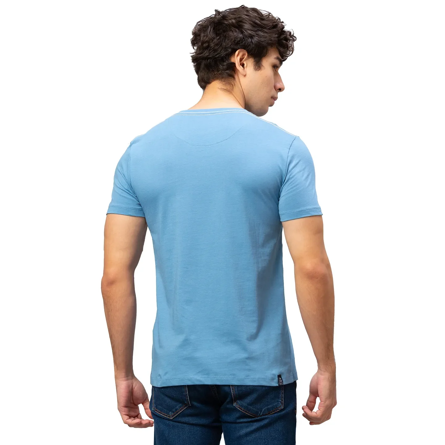 Blue Regular Fit Men's Short Sleeves T-Shirt by Being Human Clothing - Image 3
