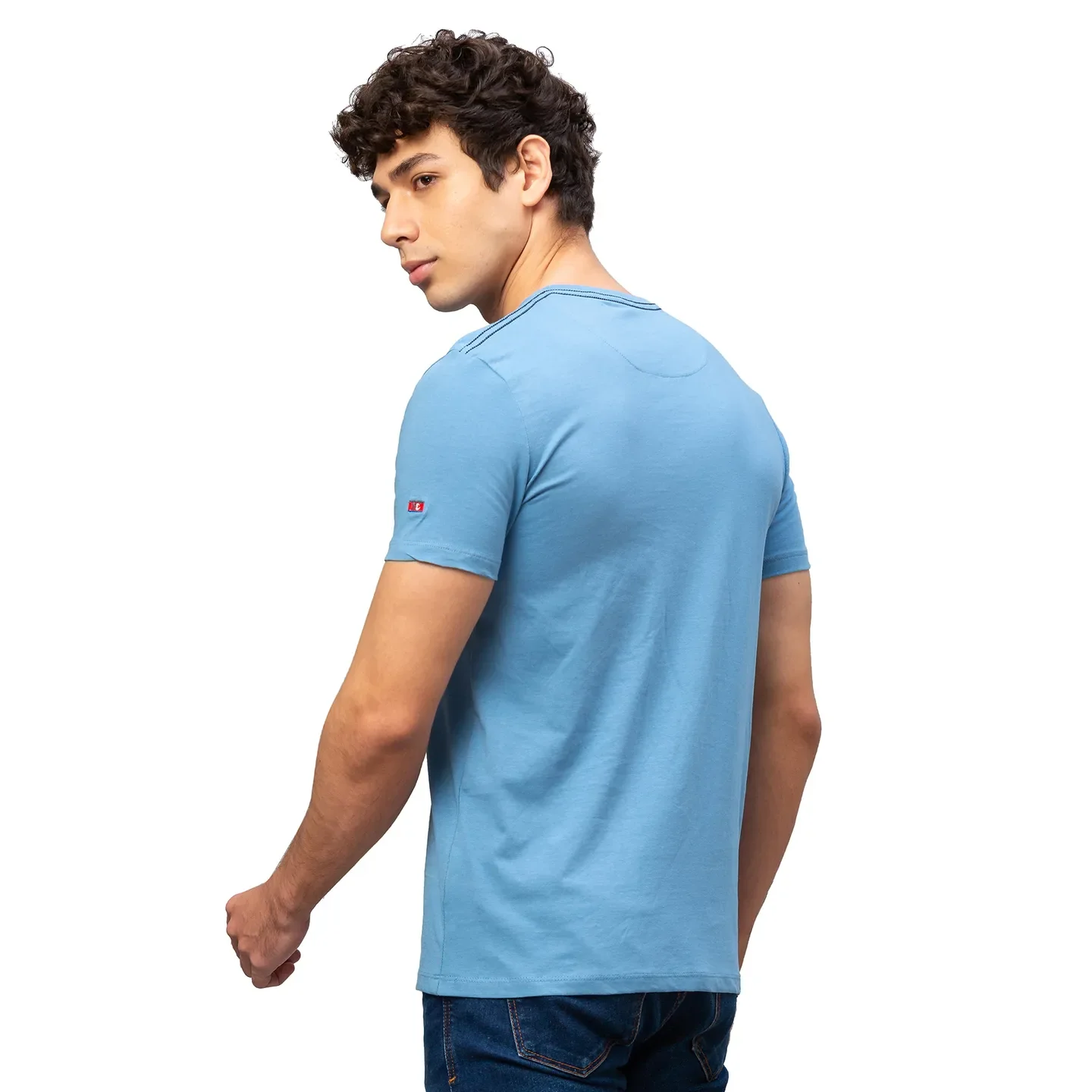 Blue Regular Fit Men's Short Sleeves T-Shirt by Being Human Clothing - Image 3