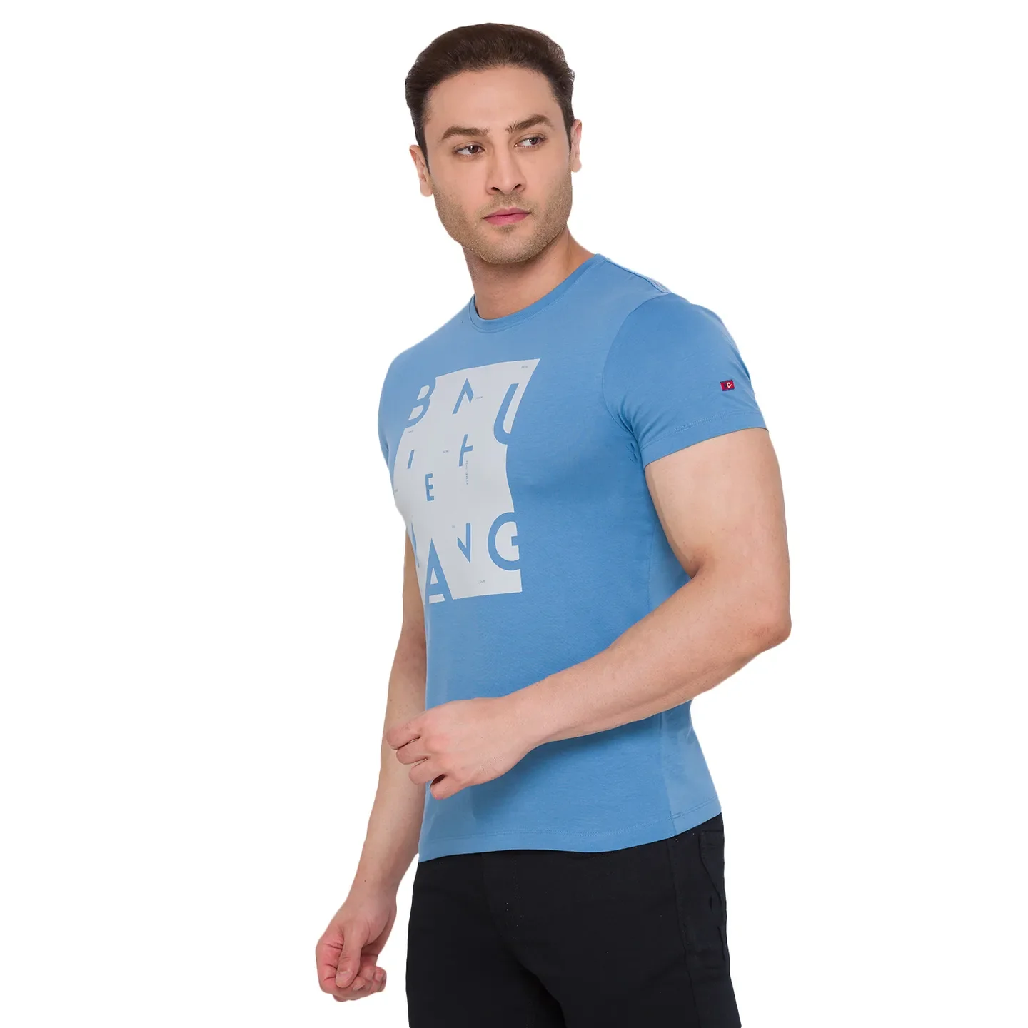 Blue Regular Fit Men's Short Sleeves T-Shirt by Being Human Clothing - Image 4
